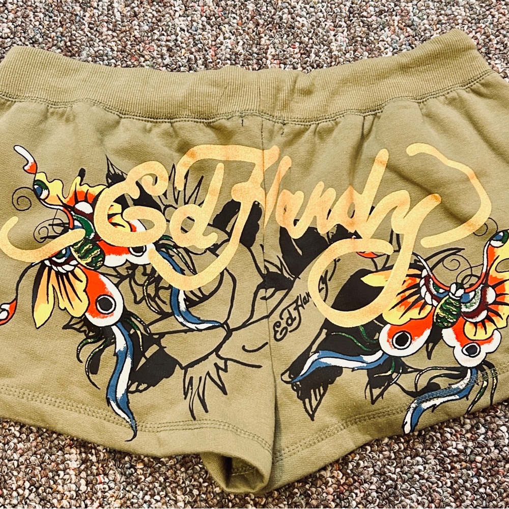 Ed Hardy Olive Graphic Women's Shorts